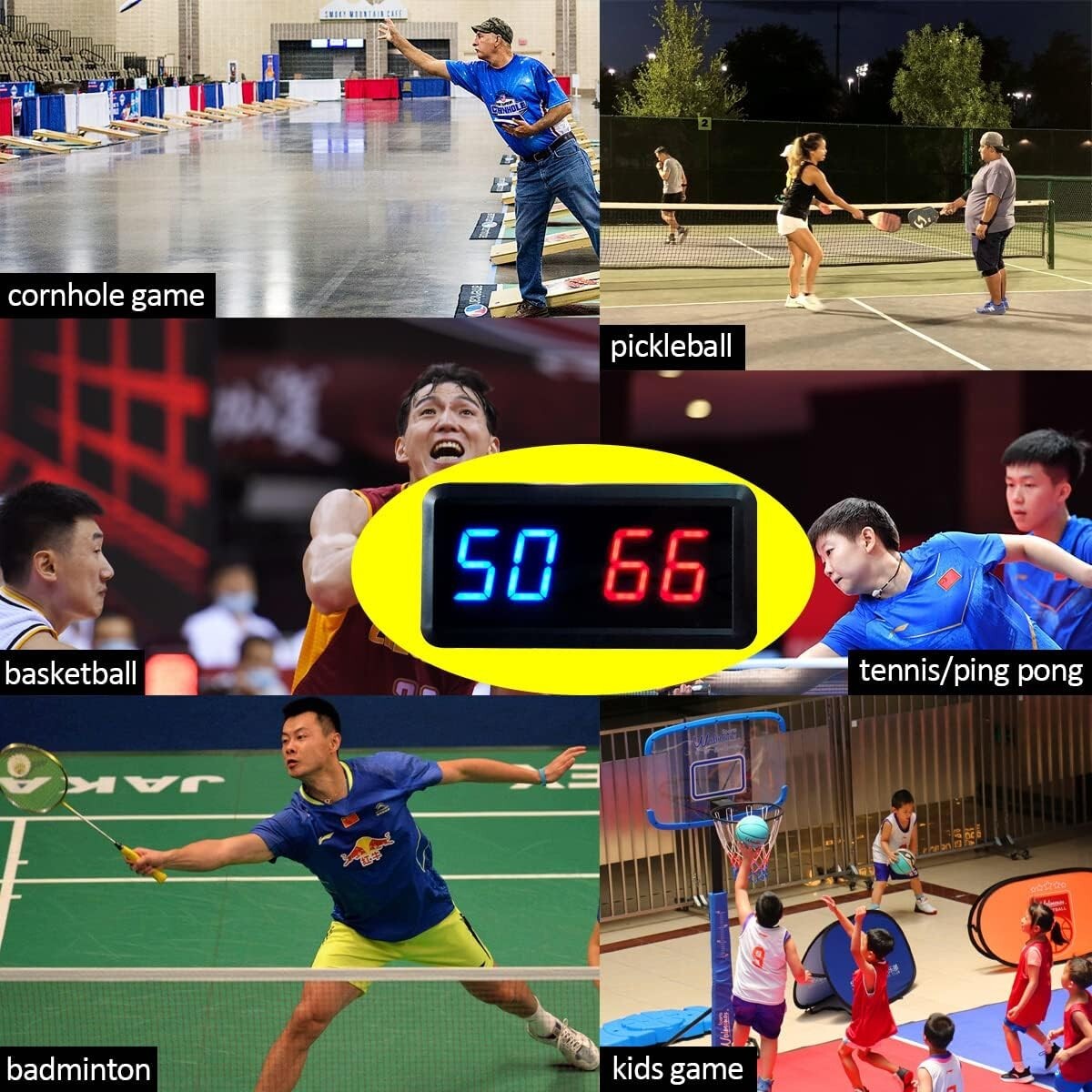 Dimmable LED Scoreboard for Basketball, Ping Pong, Baseball - Remote Control