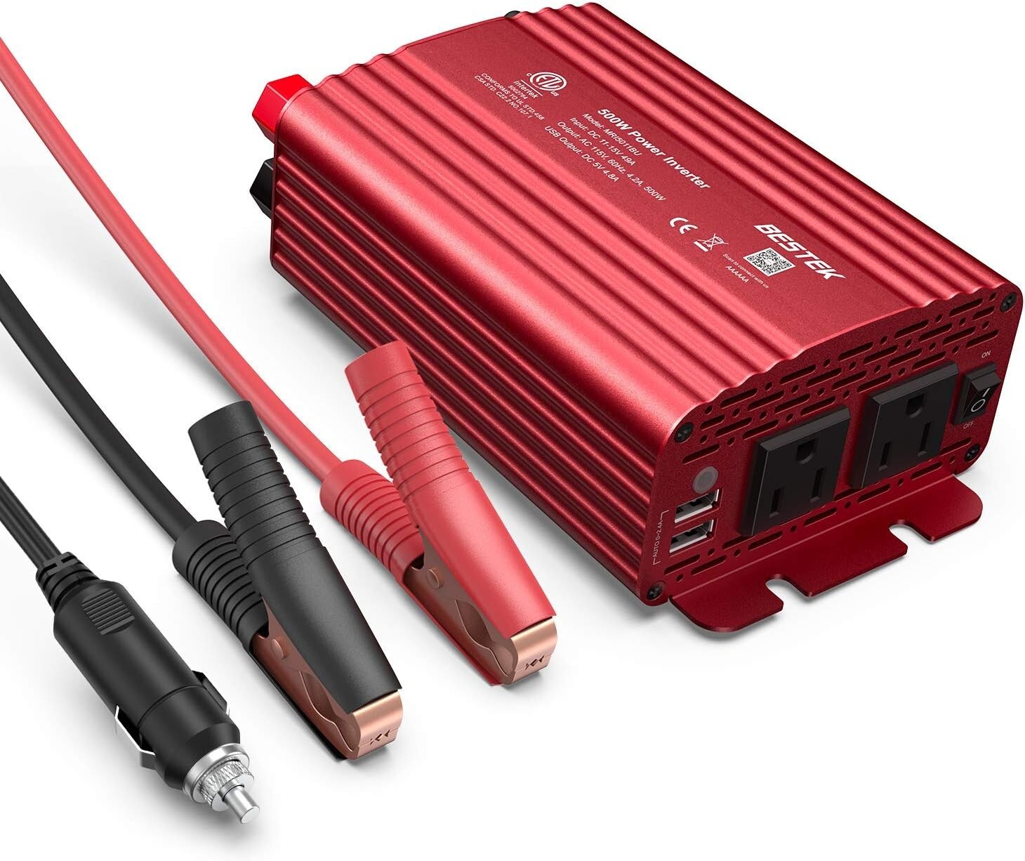 Dual USB 500W Inverter with Smart Cooling Fan - Ideal for Campers & Travelers