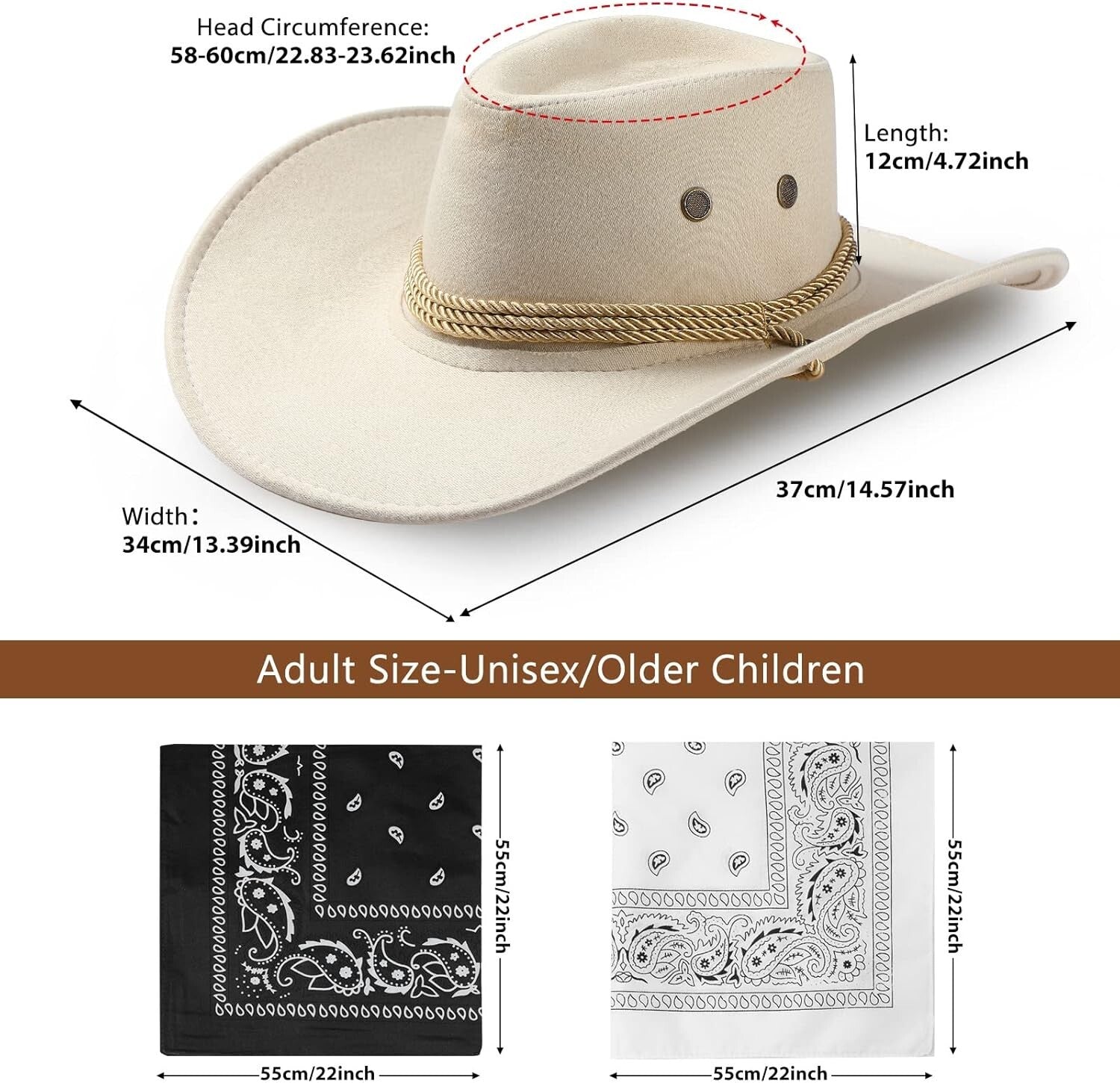 Versatile Cowboy Hats and Bandanas Bundle - Ideal for Parties & Gatherings