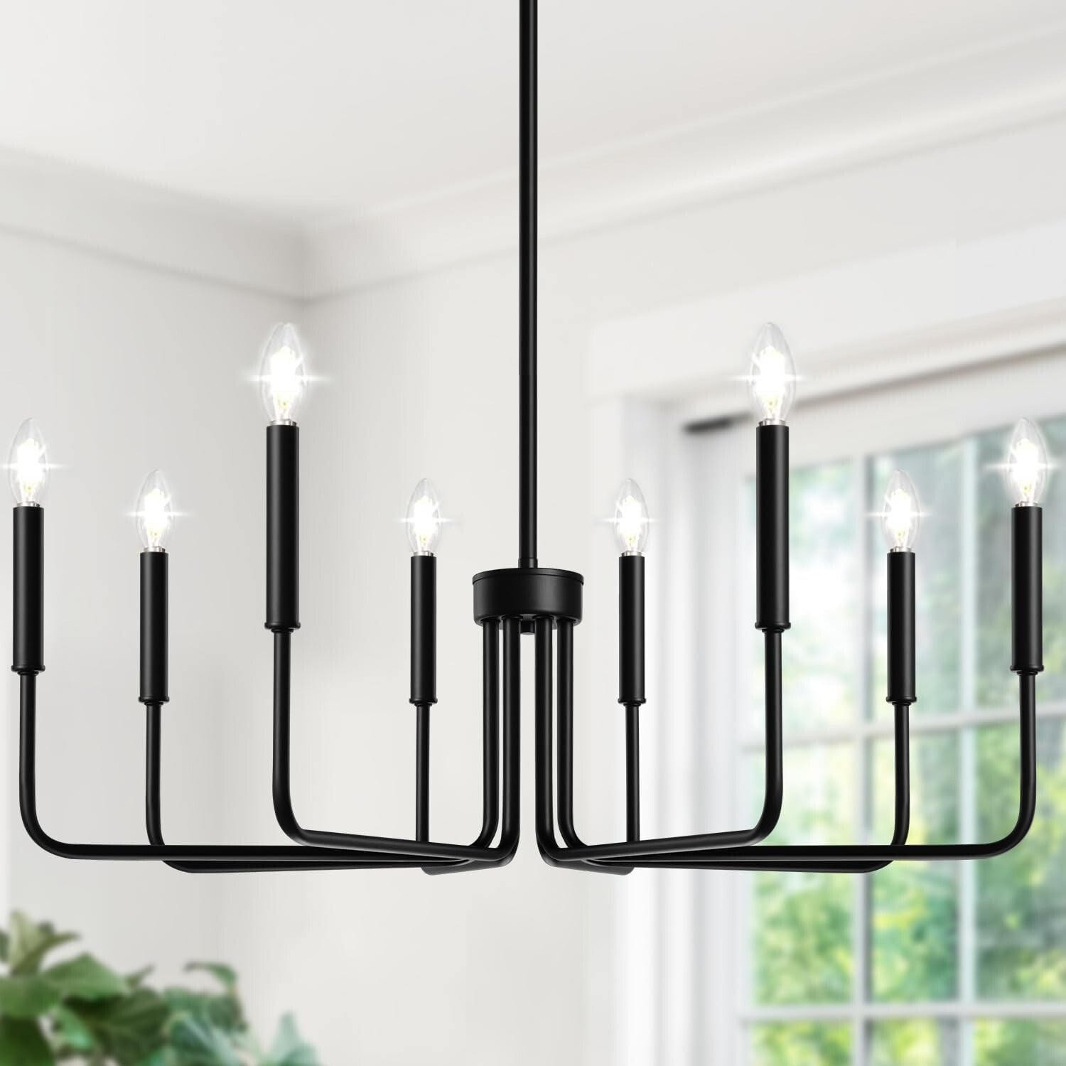 Elegant 8-Light Black Chandelier - Ideal for Foyer, Entryway, and Dining Areas