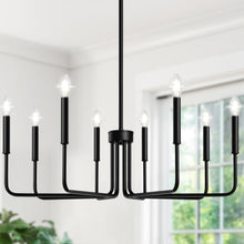 Load image into Gallery viewer, Elegant 8-Light Black Chandelier - Ideal for Foyer, Entryway, and Dining Areas