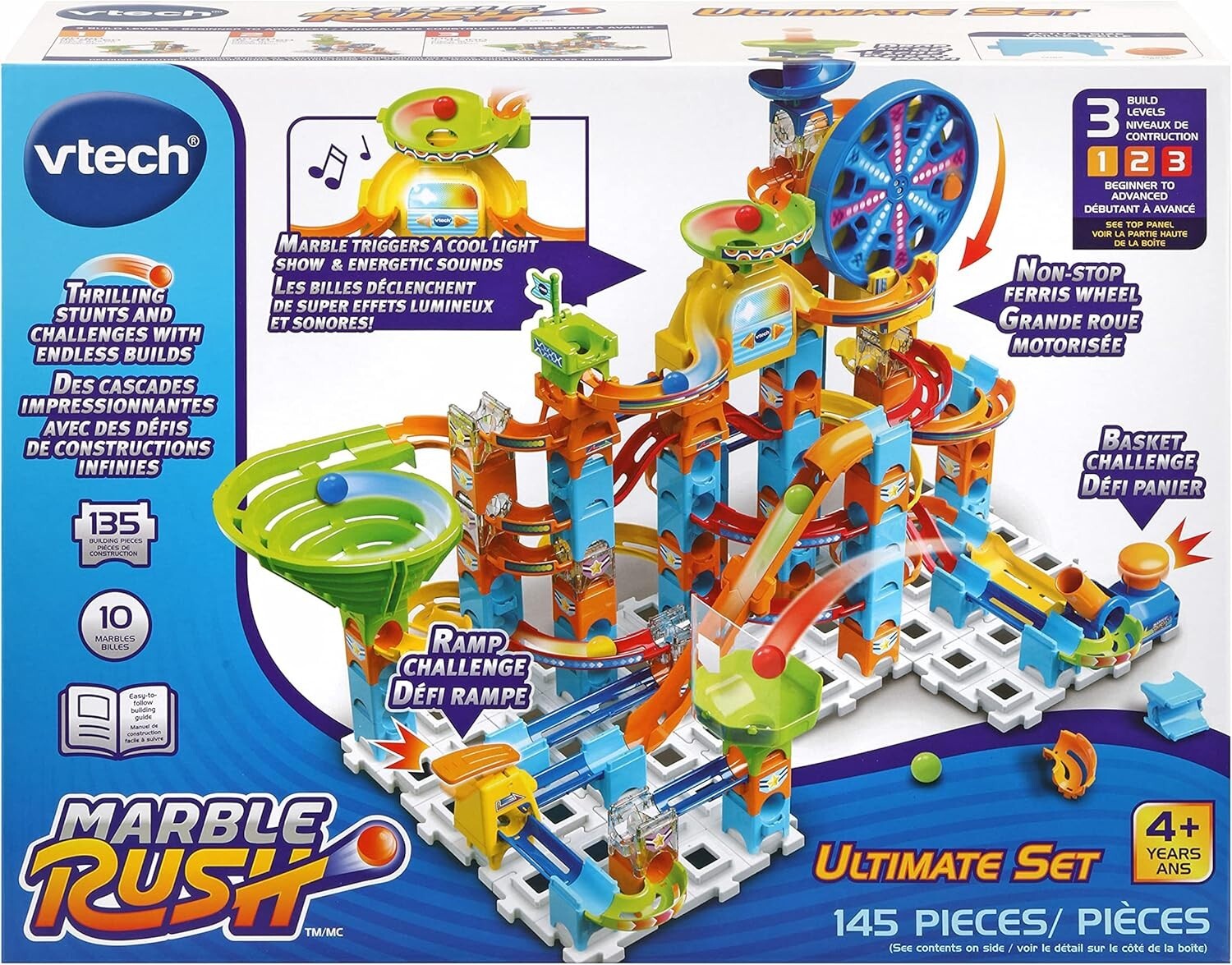 Engaging Marble Rush 145-Piece Set - Spinning Ferris Wheel & Light Show Fun