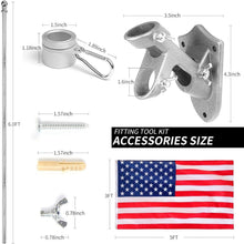 Load image into Gallery viewer, Compact 6 Ft Stainless Steel Flag Pole with Heavy Duty 3x5 Ft American Flag