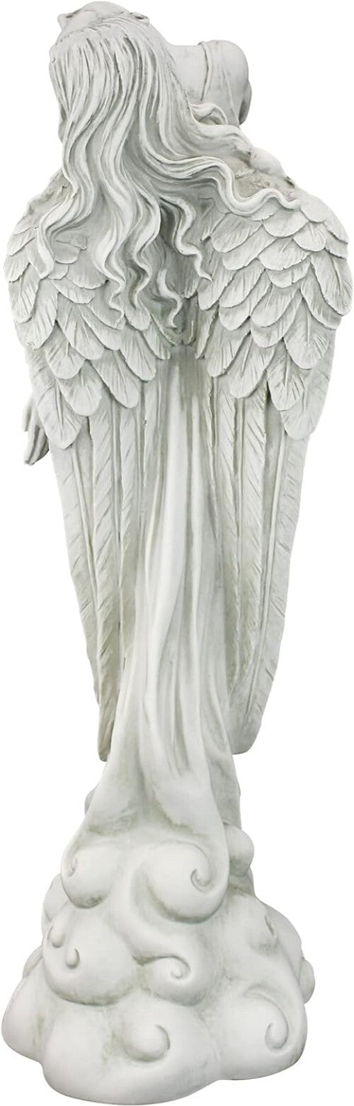 Exclusive Antique Stone Finish Angel Garden Statue - 6 lbs, Freestanding Art