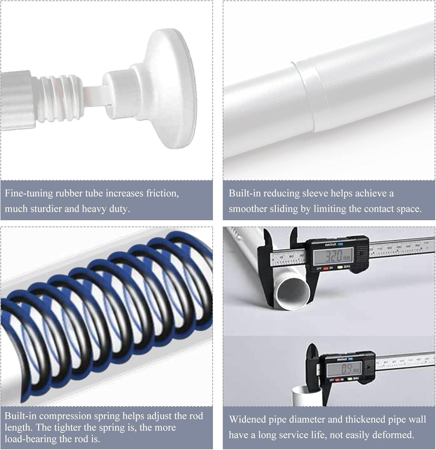 Eco-Friendly Adjustable Tension Rod 51-168 Inches - Versatile for Indoor/Outdoor