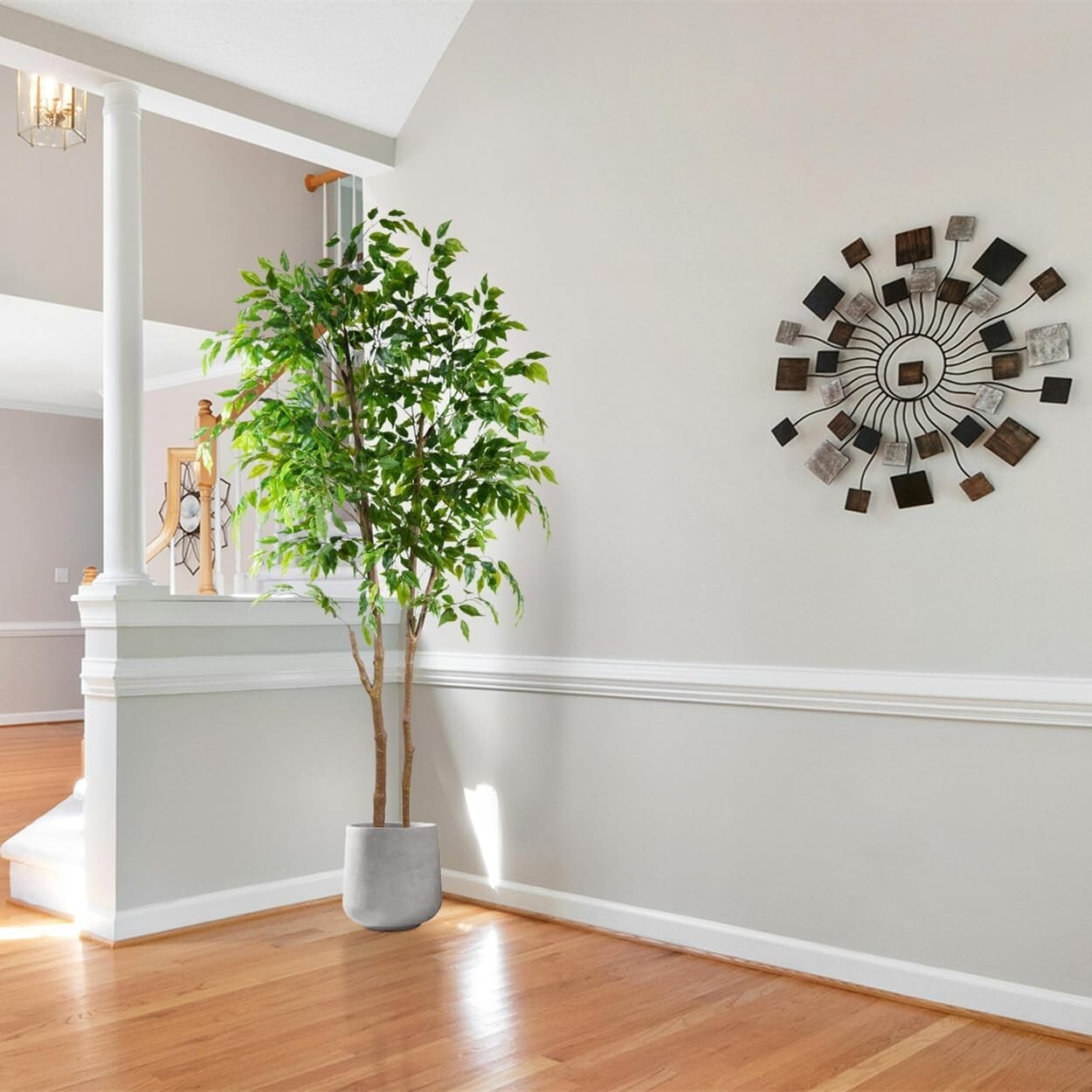 Faux Ficus Tree with Basket: 6ft Indoor & Outdoor Plant for All Seasons