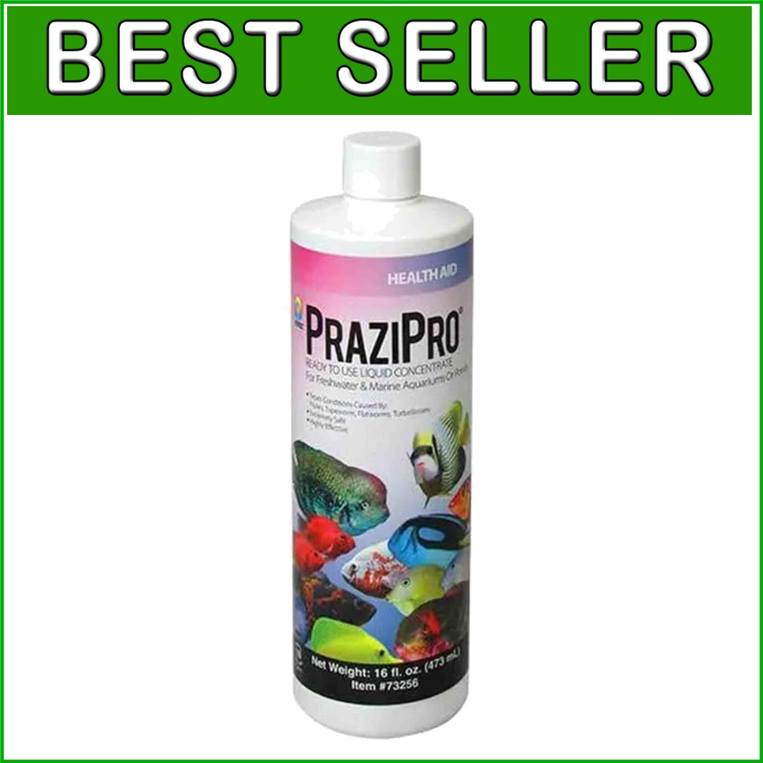Prazipro 16oz Liquid Treatment for Healthy Fish - Targets Flukes & Tapeworms