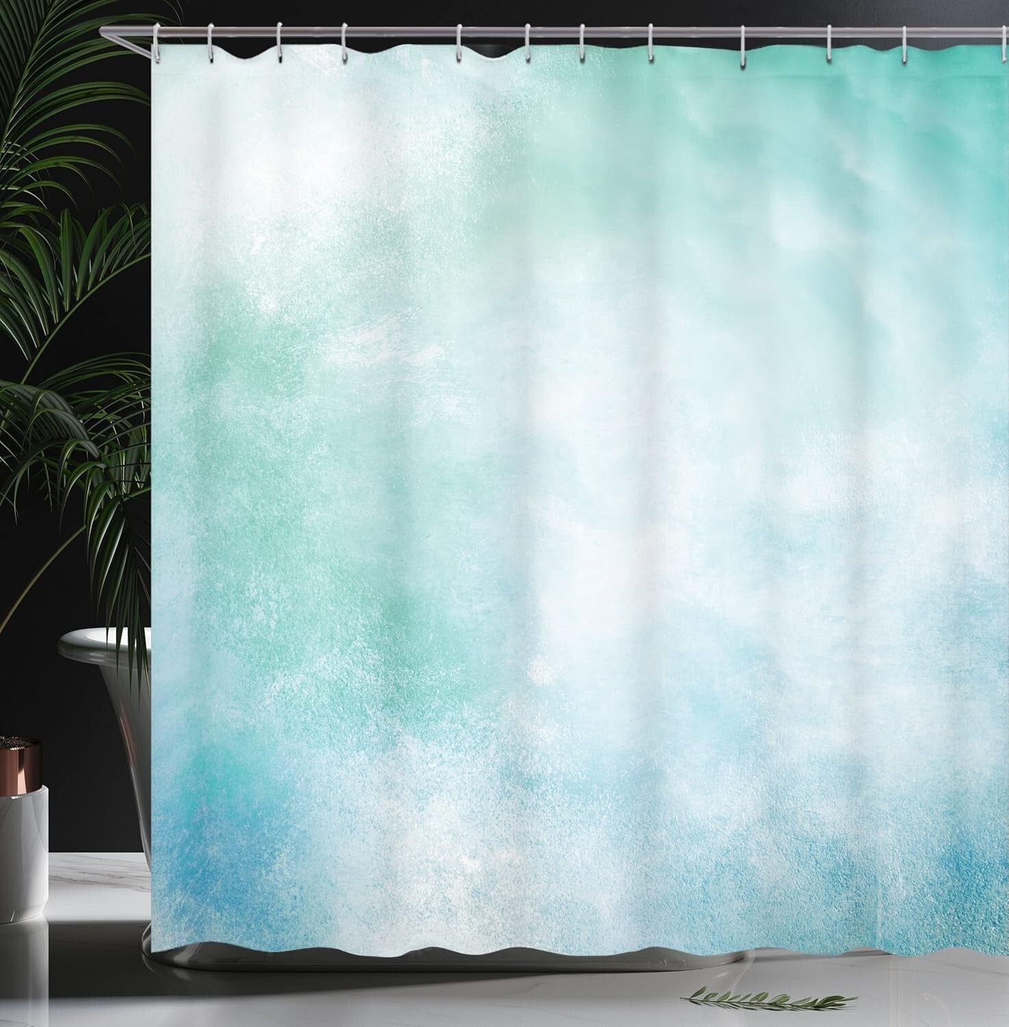 Artistic Turquoise Shower Curtain - Unique Cloud Print, Grommet Style 69" x 84"