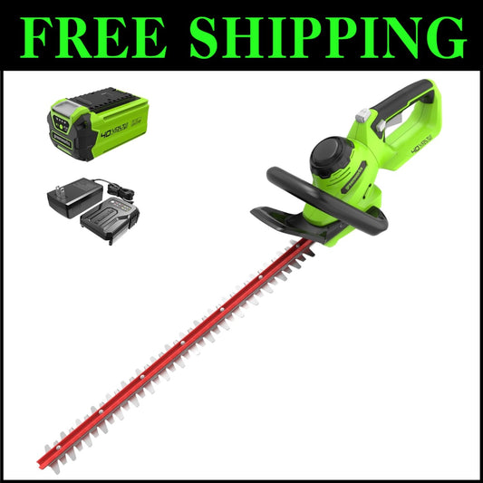 Lightweight 40V Cordless Hedge Trimmer - 24" Stainless Steel Blades Included