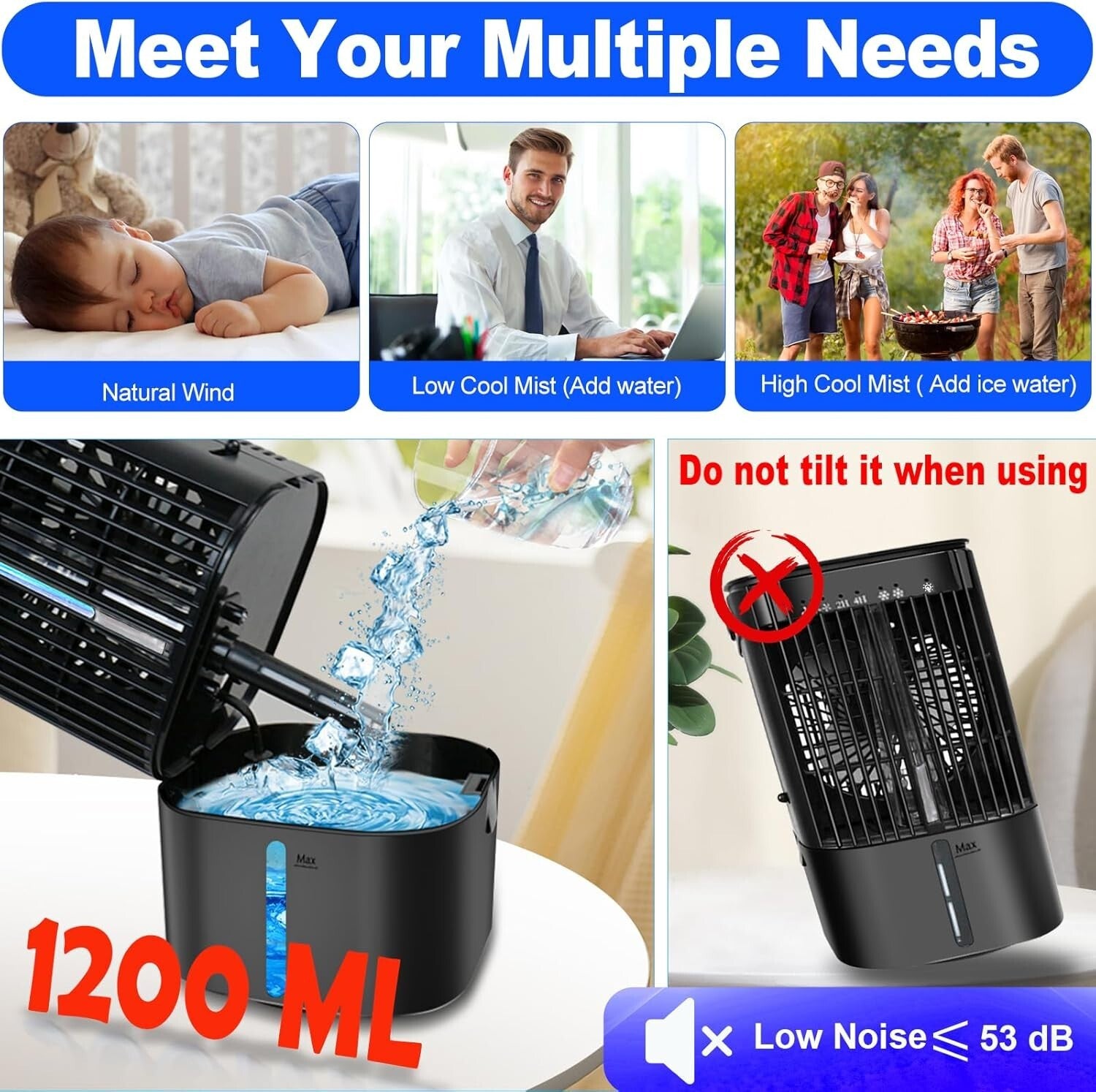 Adjustable Speed Personal Air Conditioner - Portable Desk Fan for Summer Comfort