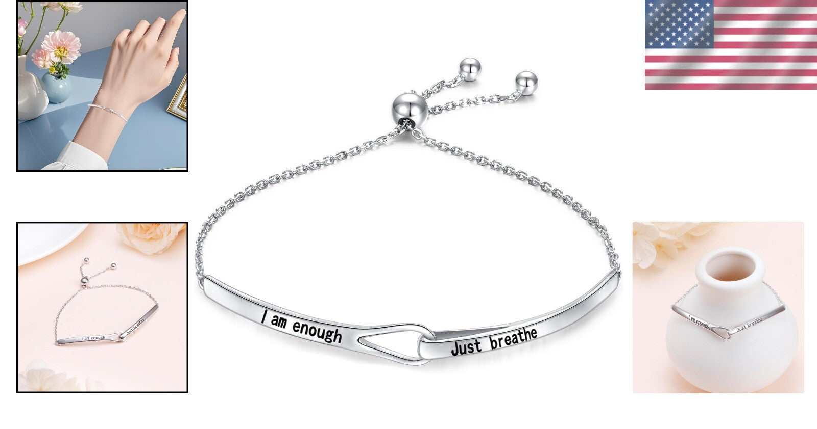 Meaningful Sterling Silver Inspirational Bracelet for Women - Perfect Gift Idea
