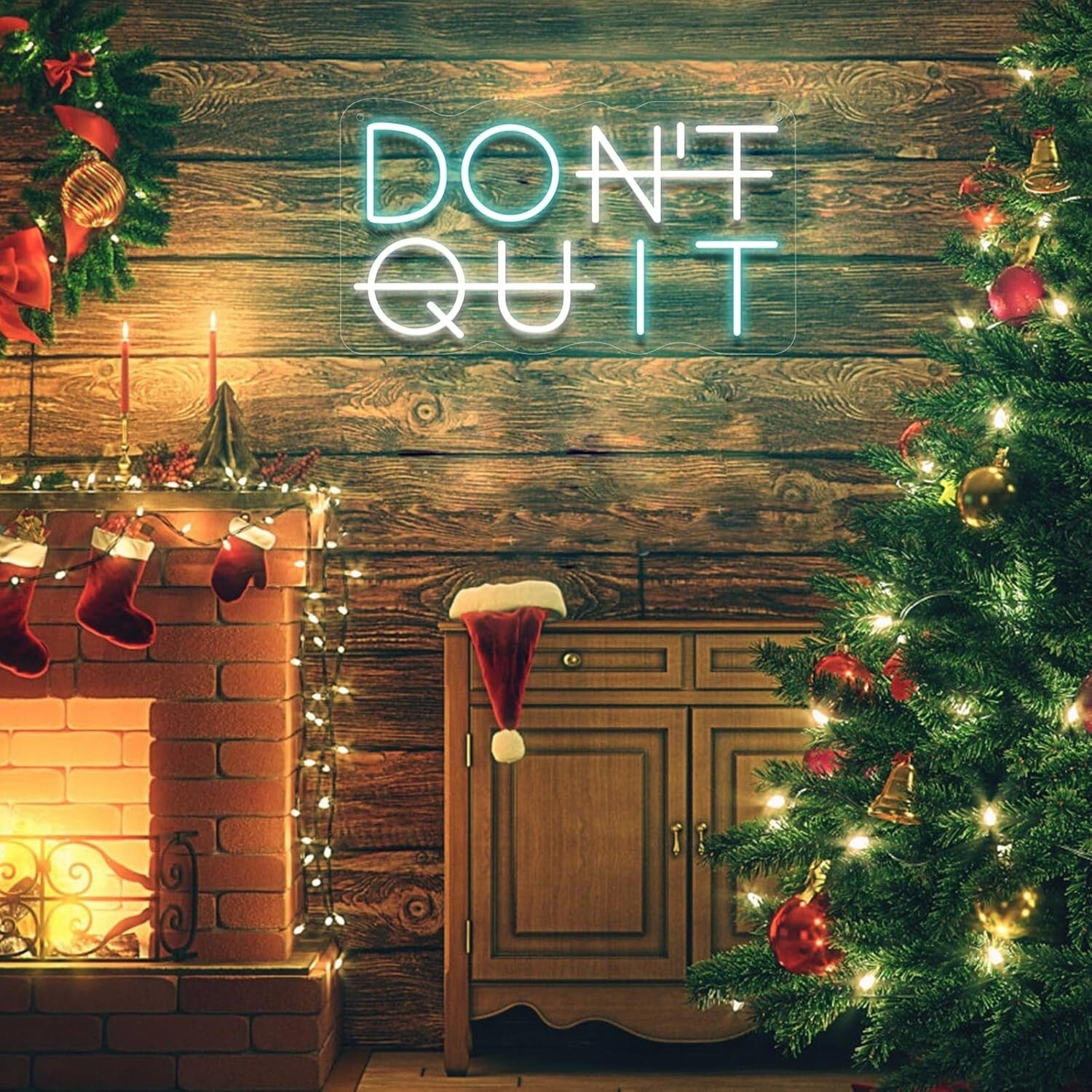 Blue & White LED Neon Sign - Landscape 'Don't Quit' Design for Stylish Homes