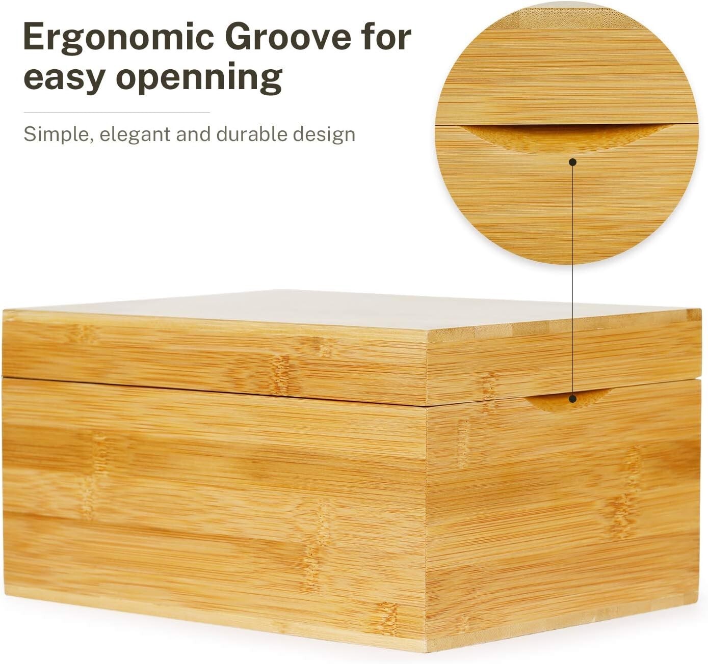 Elegant Bamboo Index Card Holder - 4x6 Inch with A-Z Dividers & Magnetic Closure