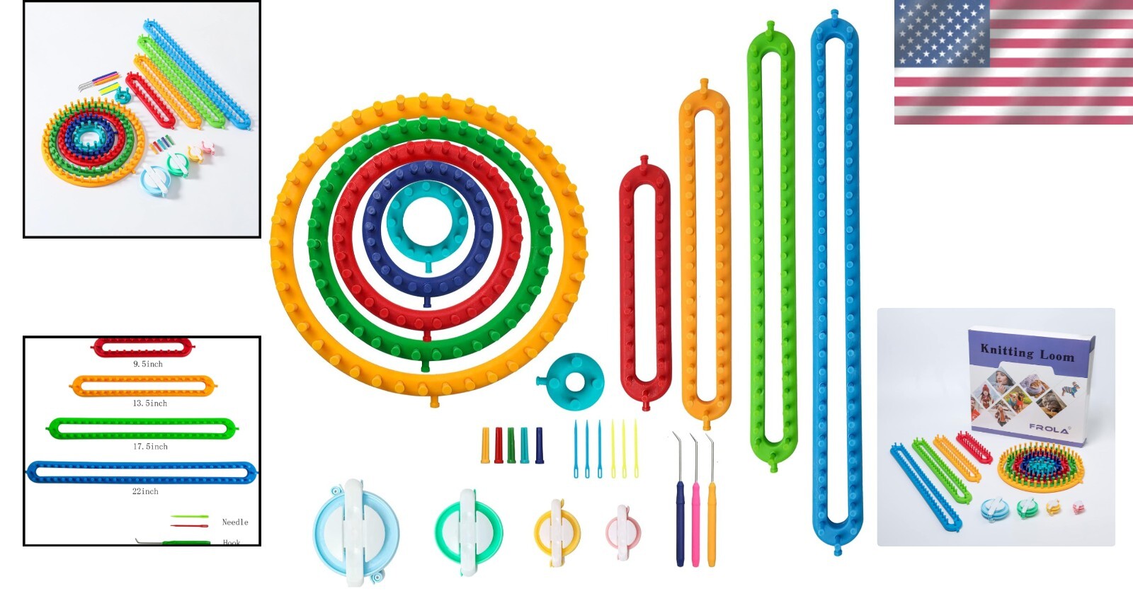 Lightweight Knitting Loom Kit with Spare Pegs and Helpful Videos for Beginners