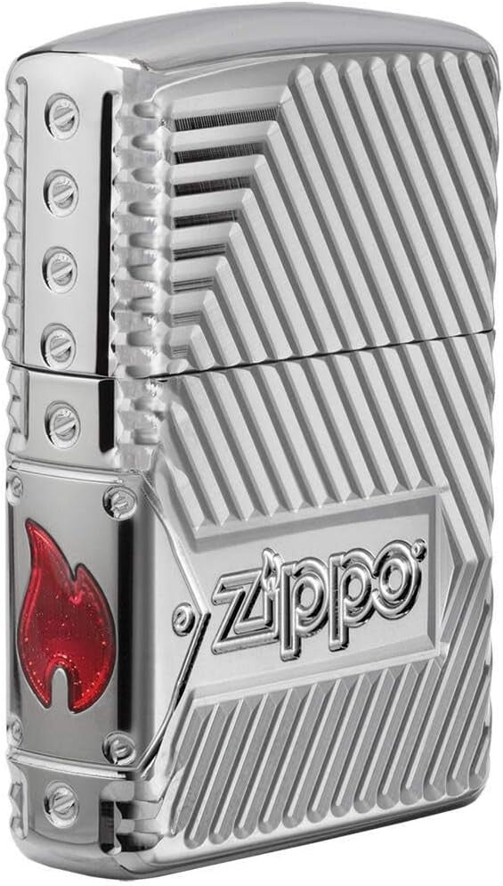 Distinguished Windproof Pocket Lighter - Chrome Finish with Logo Design