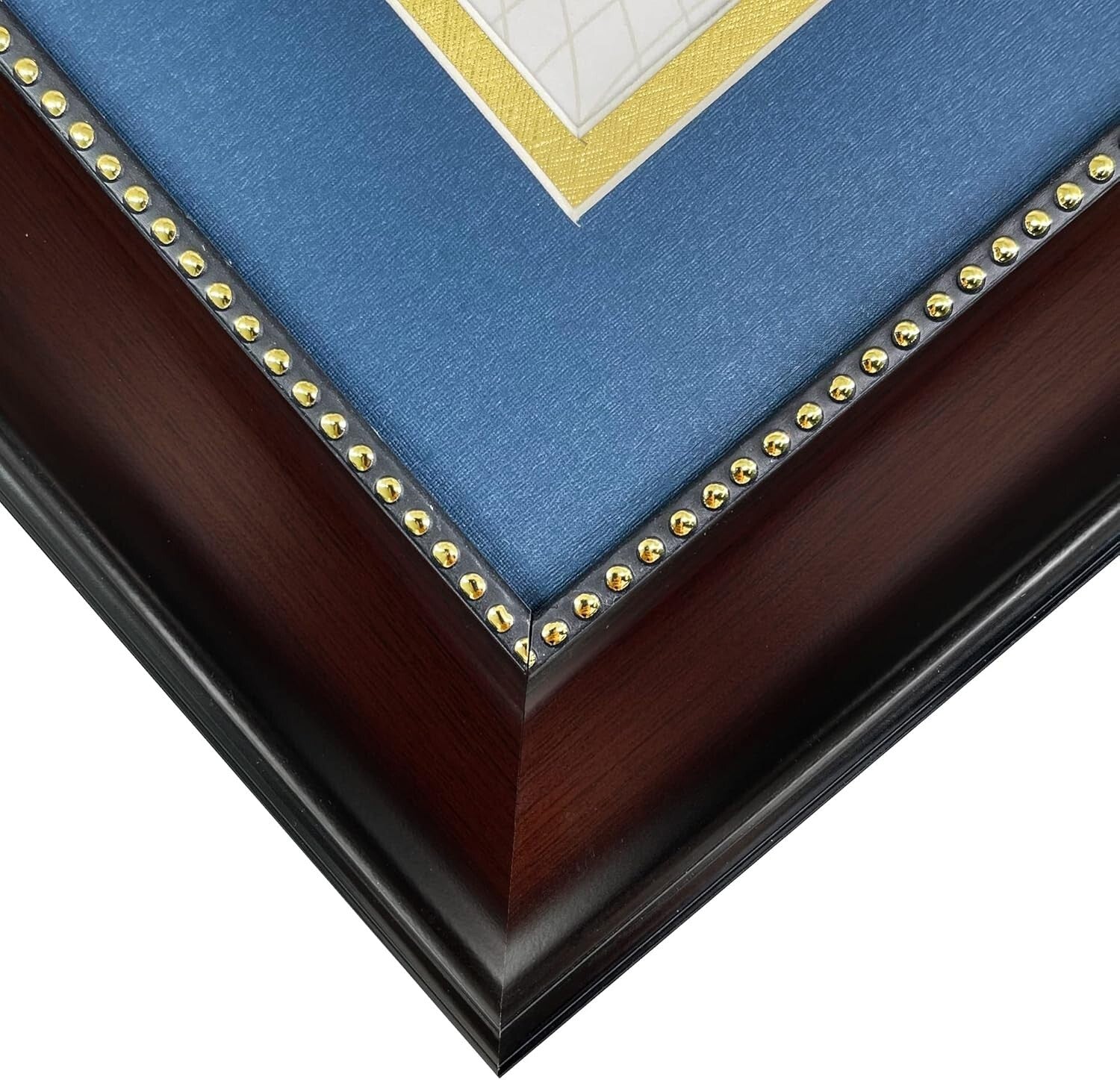 Elegant 11x22 Mahogany Diploma Frame with Tassel Holder and Navy Gold Mat