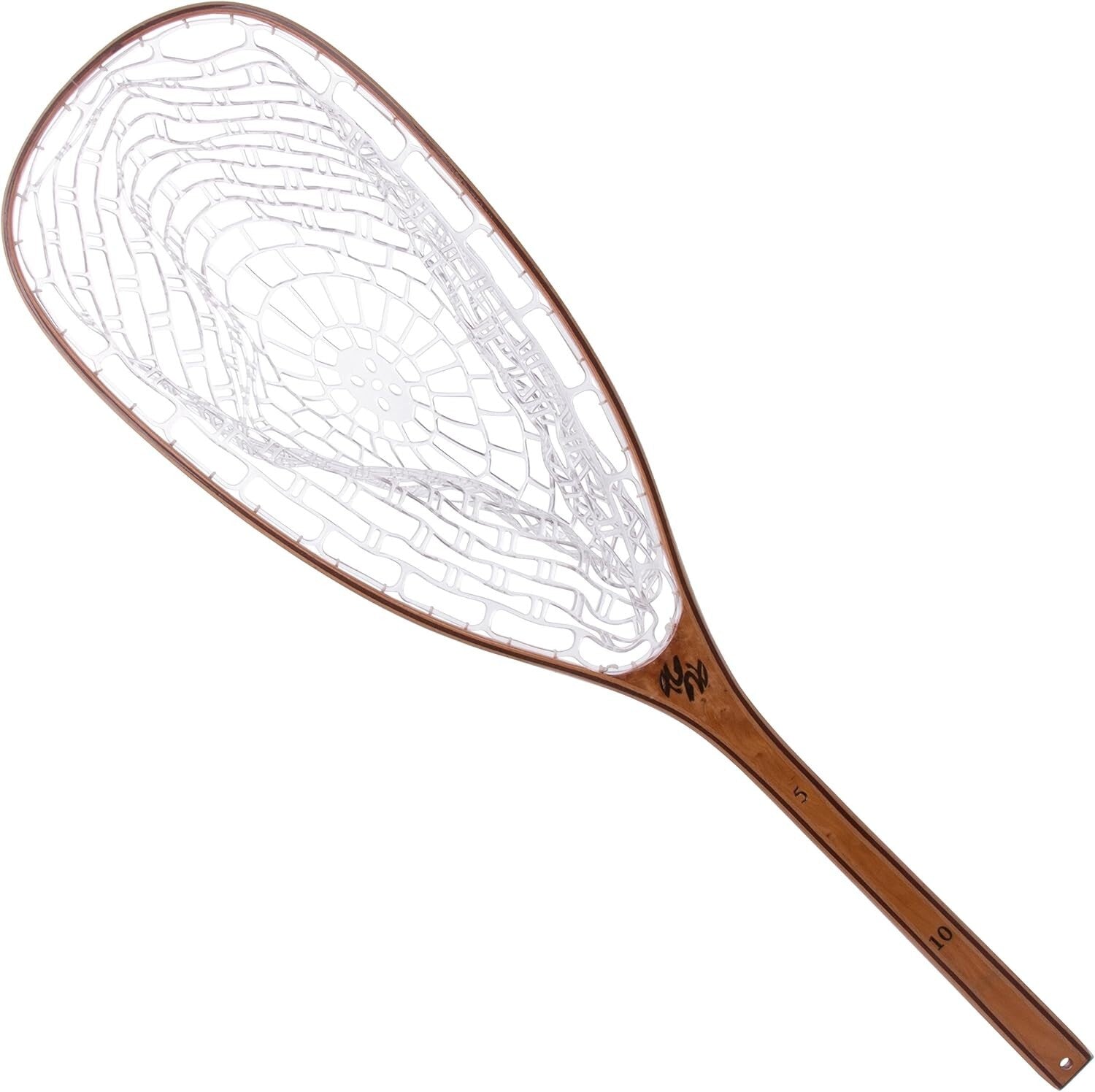Classic 35" Burl Wood Fishing Net - Lightweight Rubber-Coated for Trout Anglers