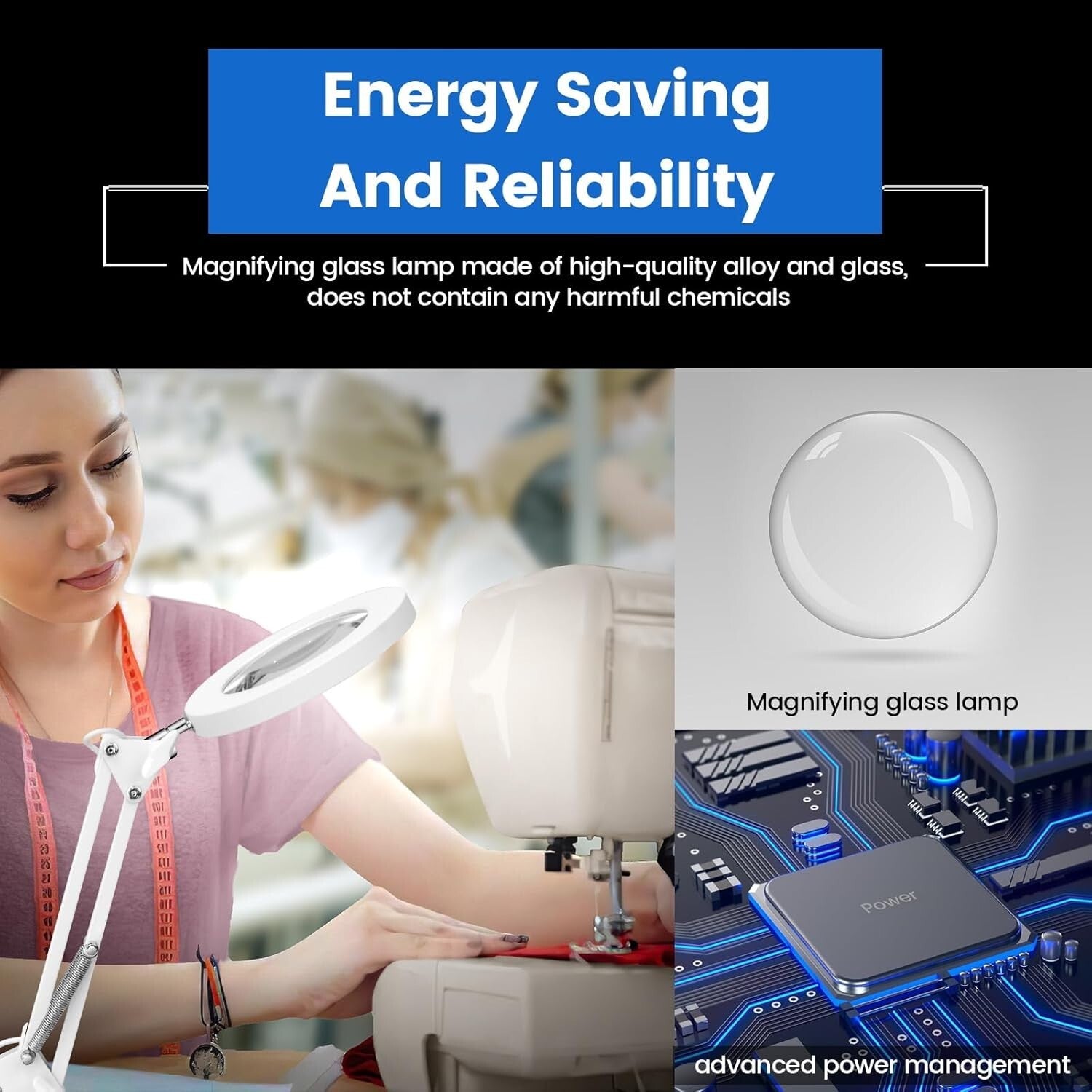 10X Magnifying Lamp with Light – Dimmable LED & Clamp for Crafts & Reading