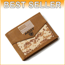 Load image into Gallery viewer, Unisex Leather Patriot Digital Camo Bifold Wallet - Stylish and Durable Brown