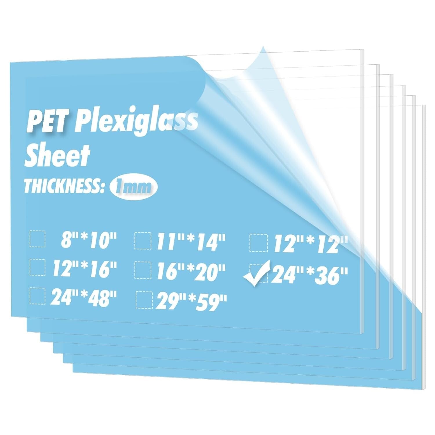 Versatile 5-Pack of 24"x36" Clear PET Sheets - Perfect for Signage & Frames