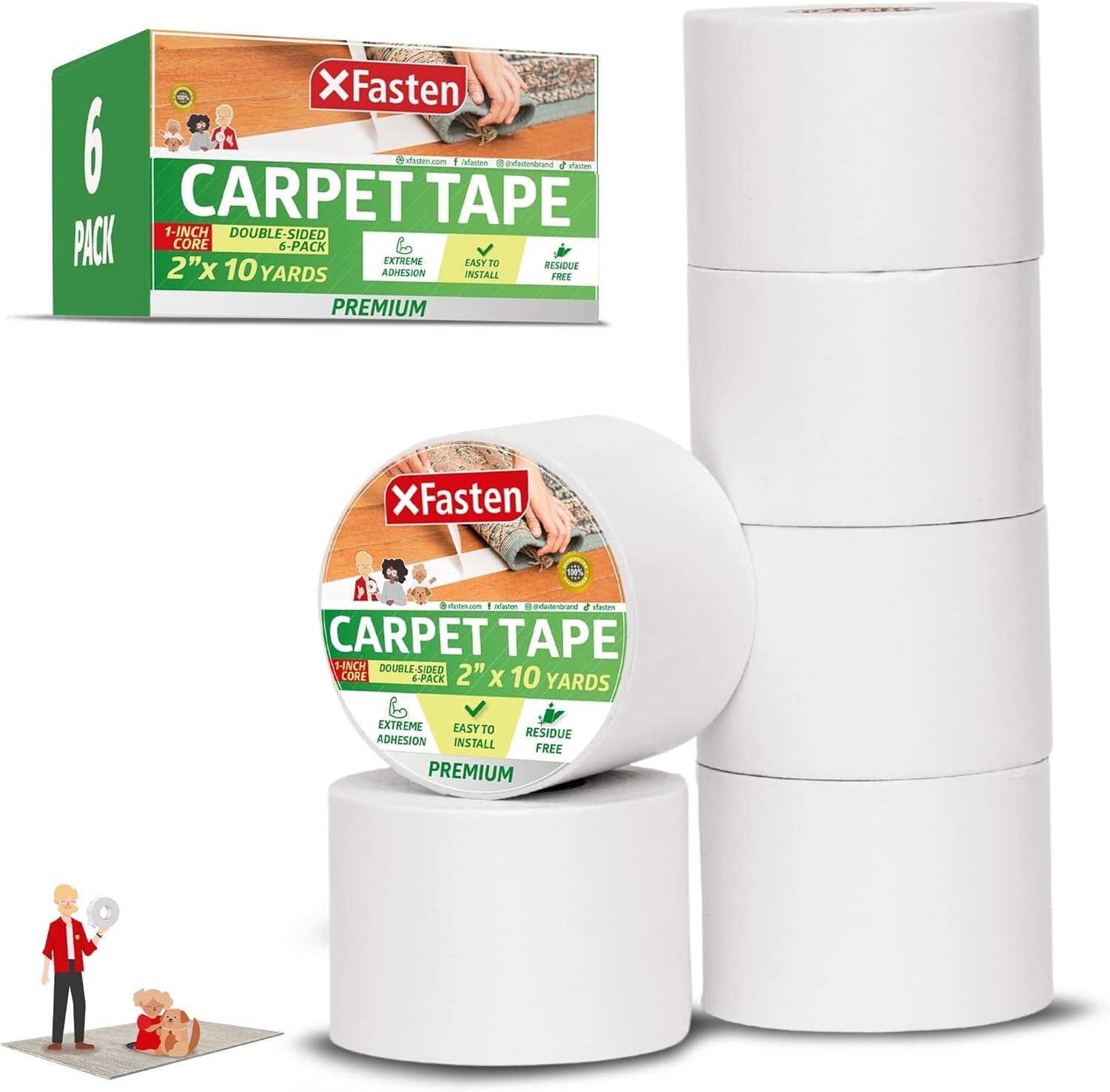 UV-Resistant Double Sided Carpet Tape - Ideal for Area Rugs and Hardwood Floors