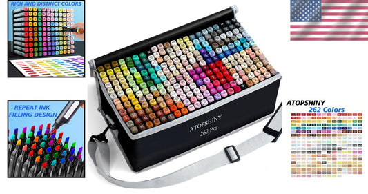 Refillable Alcohol Markers - Super Marker Set with 262 Colors & Carrying Case