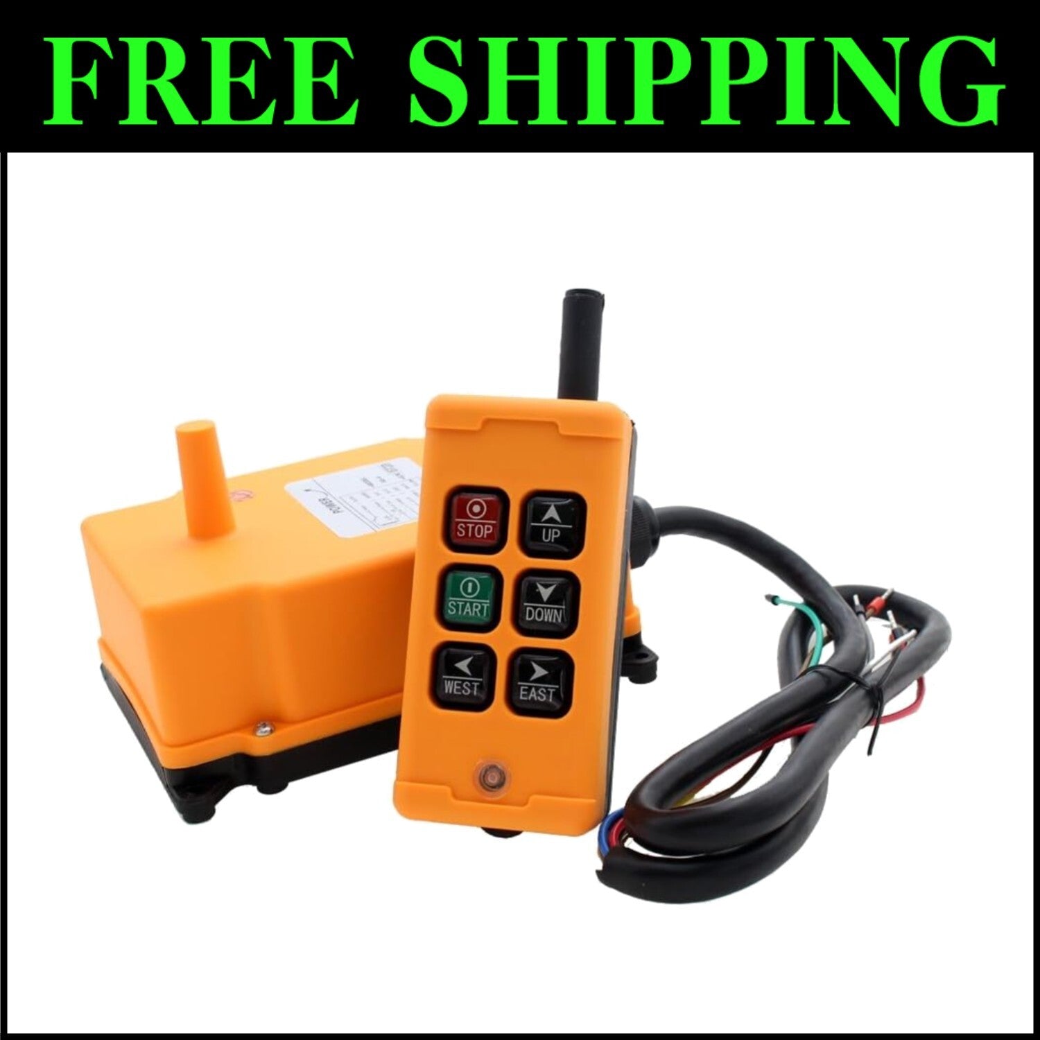 Wireless Crane Remote Control – Robust 6-Key Push Button Switch for Heavy Duty