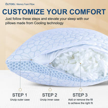 Load image into Gallery viewer, Adjustable Cooling Pillows with Shredded Foam – Ideal for Side and Back Sleepers