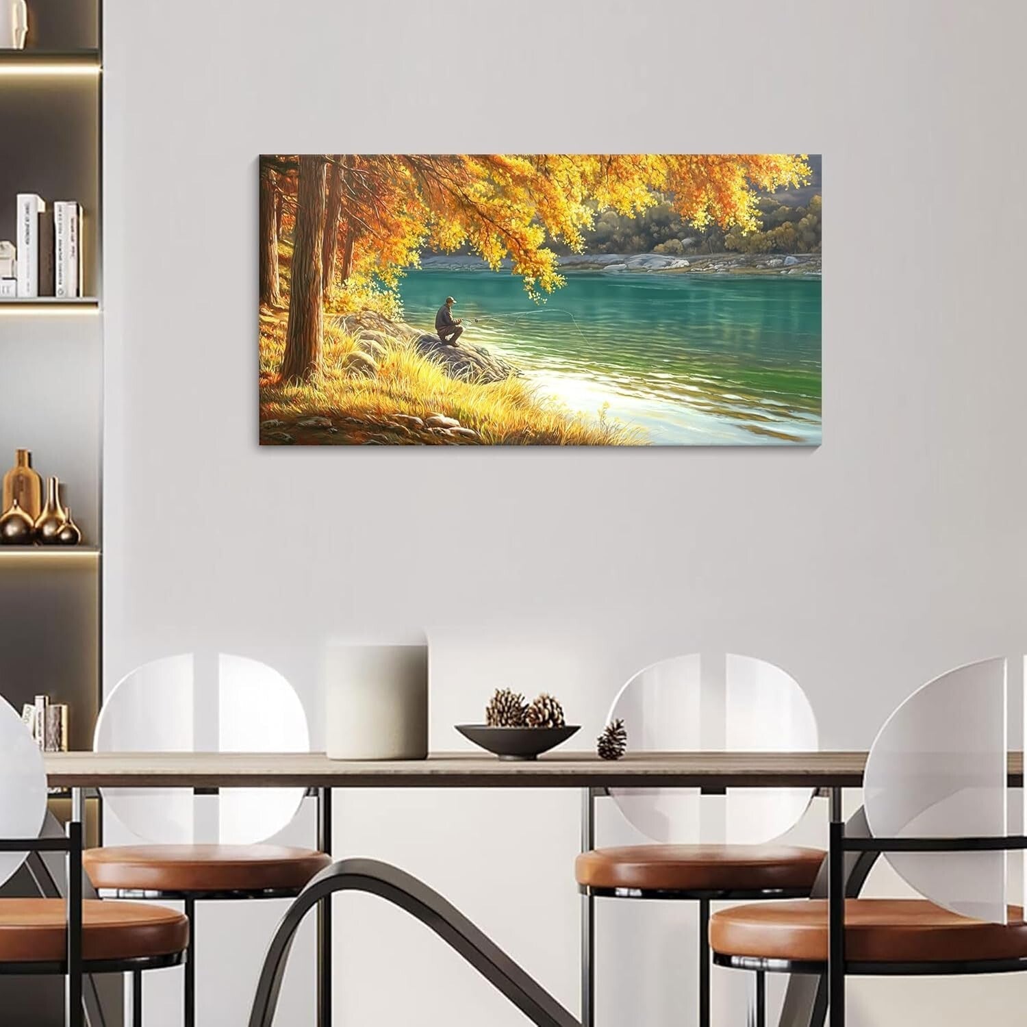 Stunning 40x20 IN Canvas Wall Art - Fishing by the Lake, Perfect for Any Room