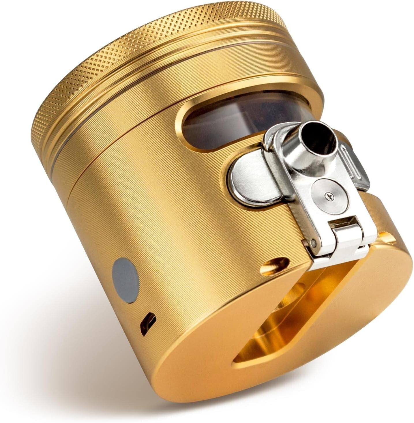 Premium Gold Aluminum Manual Grinder with Vibrational Dispenser - Effortless Use