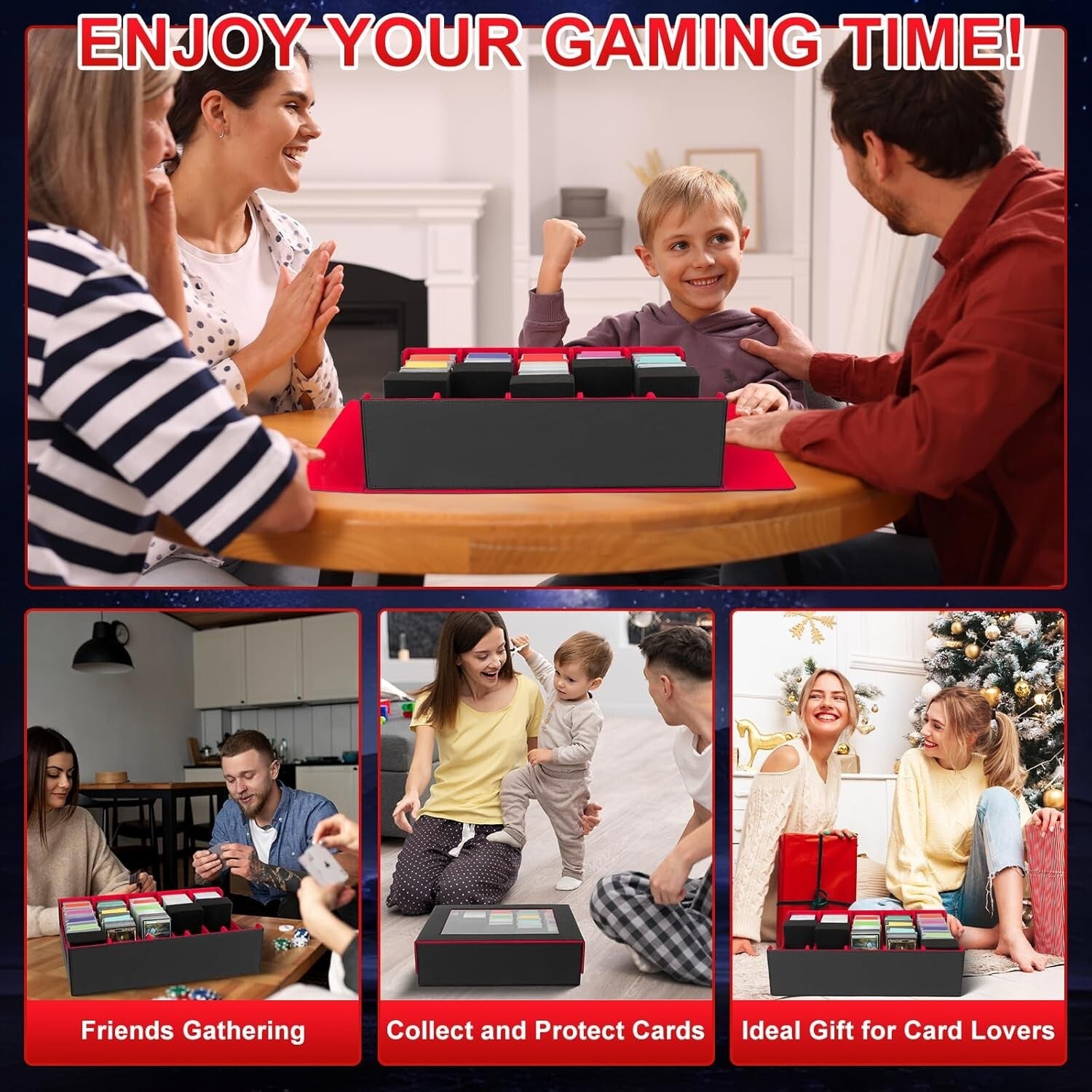 Elegant 3900+ Card Storage Box with 48 Dividers, Magnetic Closure & Foam Support