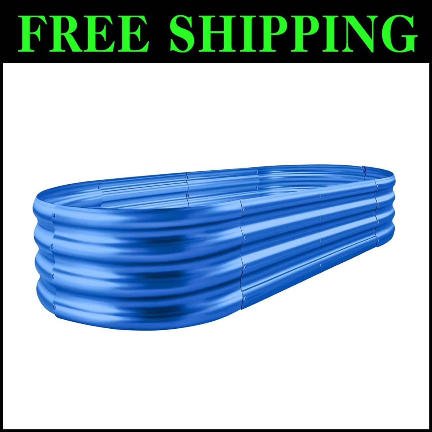 Elegant Galvanized Metal Raised Garden Bed with Open Base Design, Blue Finish