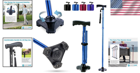 Lightweight Foldable Walking Cane, 37.5 Inches, Supports 350 lbs - Ideal for All