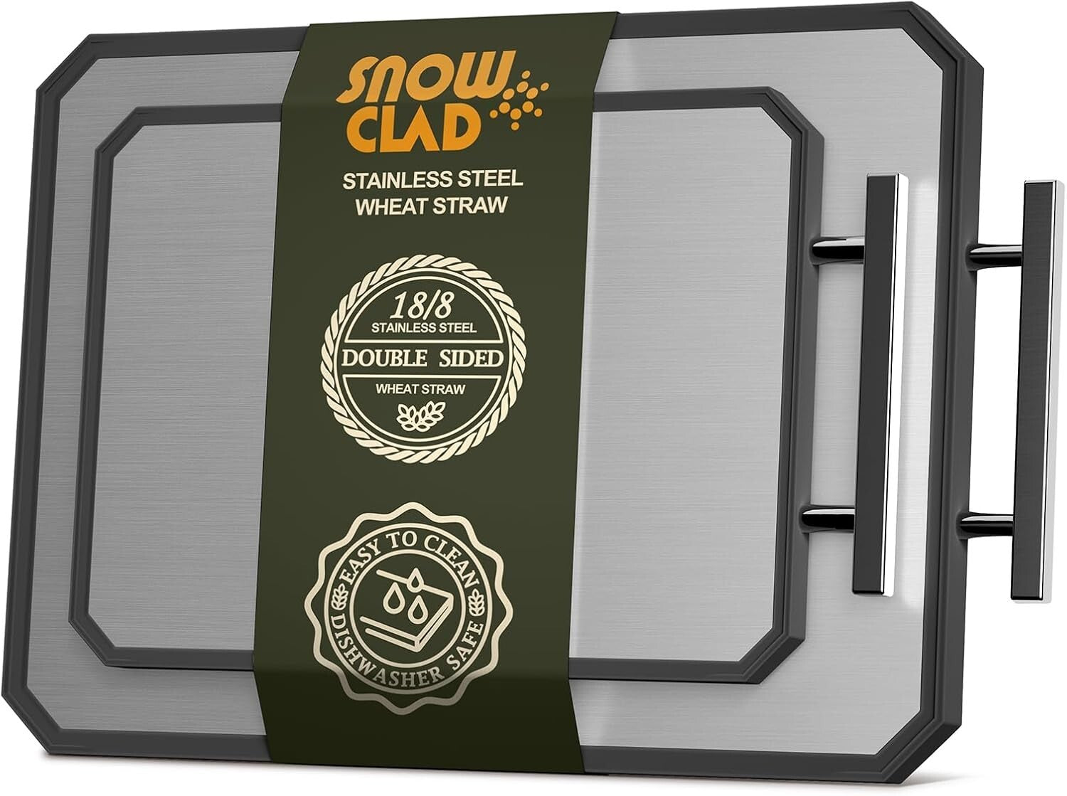 Stylish Double-Sided Cutting Board - Stainless Steel 16" x 11" with Juice Groove