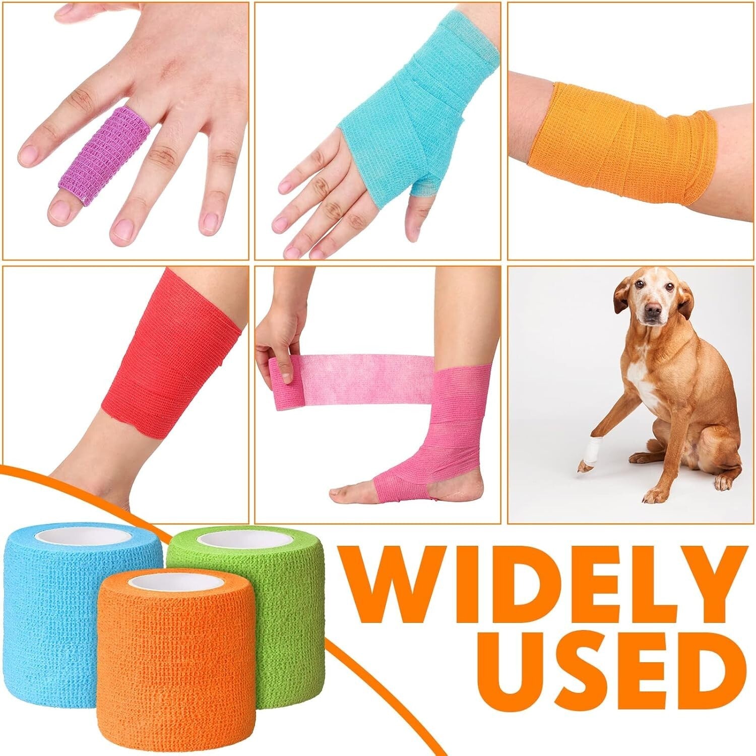 Durable 96 Pack Self-Adhesive Bandage Wraps - Perfect for Sports and Recovery