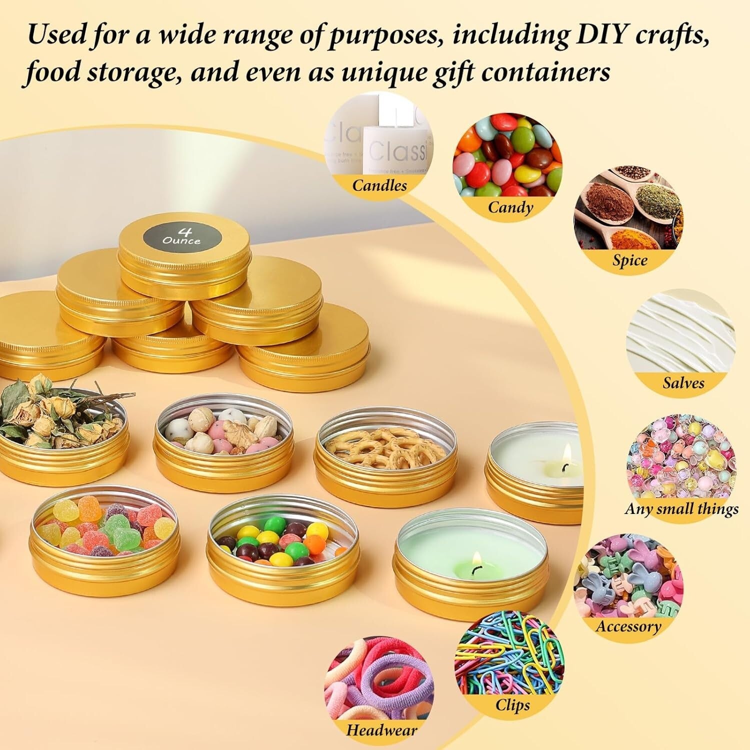 Durable Round 4 oz Aluminum Tins – Eco-Friendly Screw-Top Containers, 50 Pack