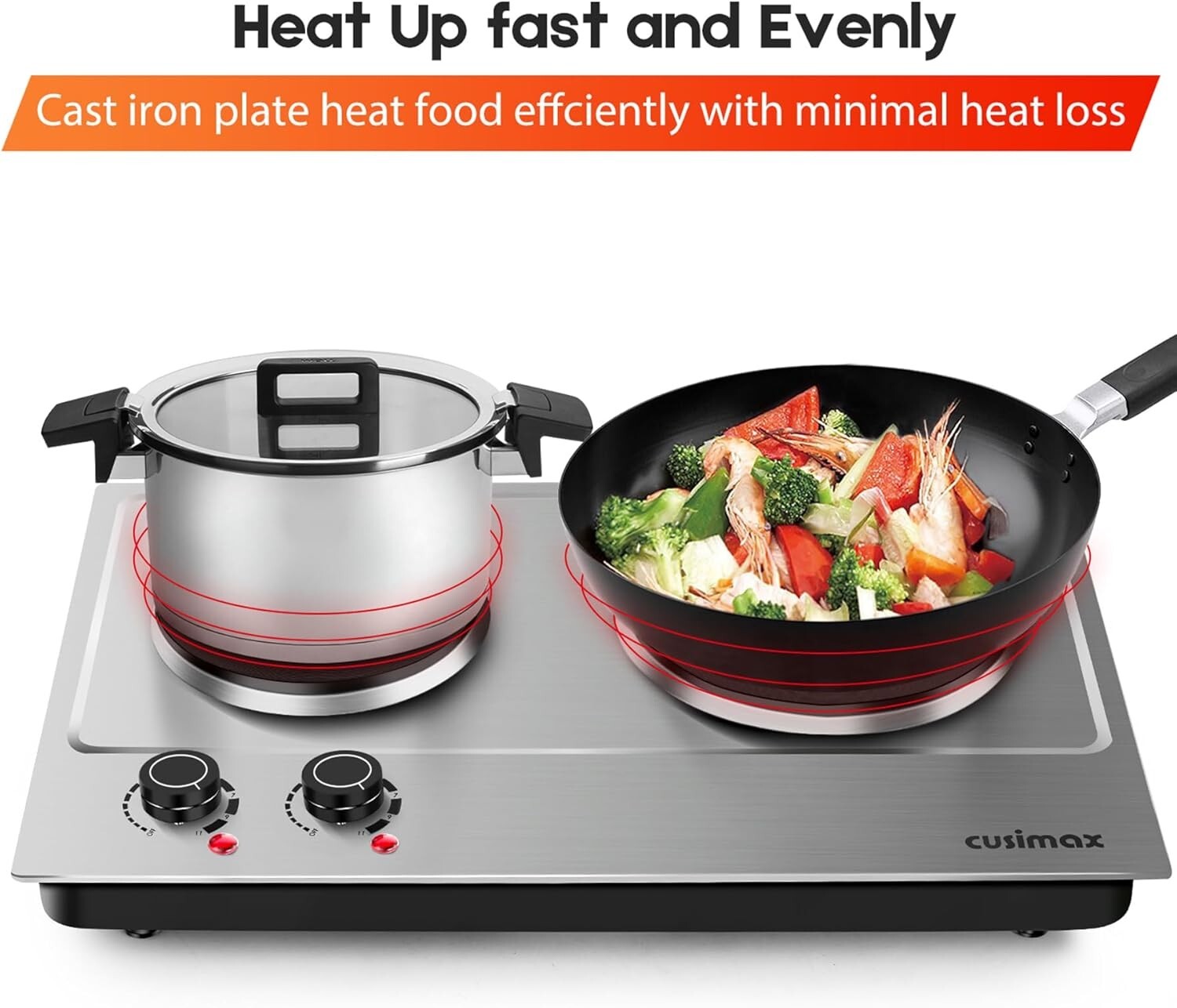 Double Electric Burner with Stainless Steel Finish – Ideal for Indoor Cooking