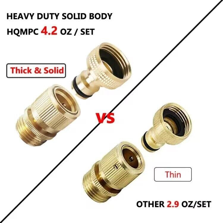 Durable 3/4 Inch GHT Quick Connect Hose Adapters - 8 Solid Brass Connectors