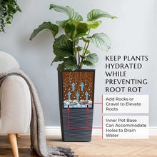 Load image into Gallery viewer, Elegant Tall Resin Planters - 27.5” Dark Grey Pots for Indoor &amp; Outdoor Use