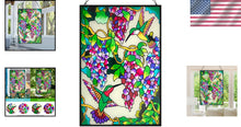 Load image into Gallery viewer, Unique 10" W x 15" H Hummingbird Stained Glass with Hanging Chain - Ideal Gift