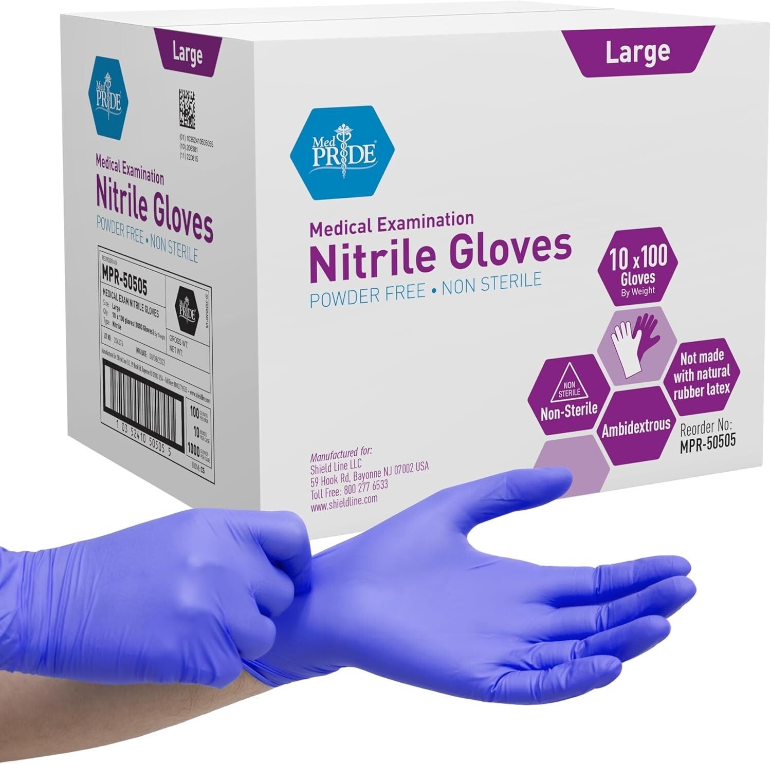 1000 Count Large Powder-Free Nitrile Exam Gloves - Strong & Versatile Protection