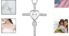Load image into Gallery viewer, Love Infinity Pearl Necklace in Sterling Silver - June Birthstone Gift for Her