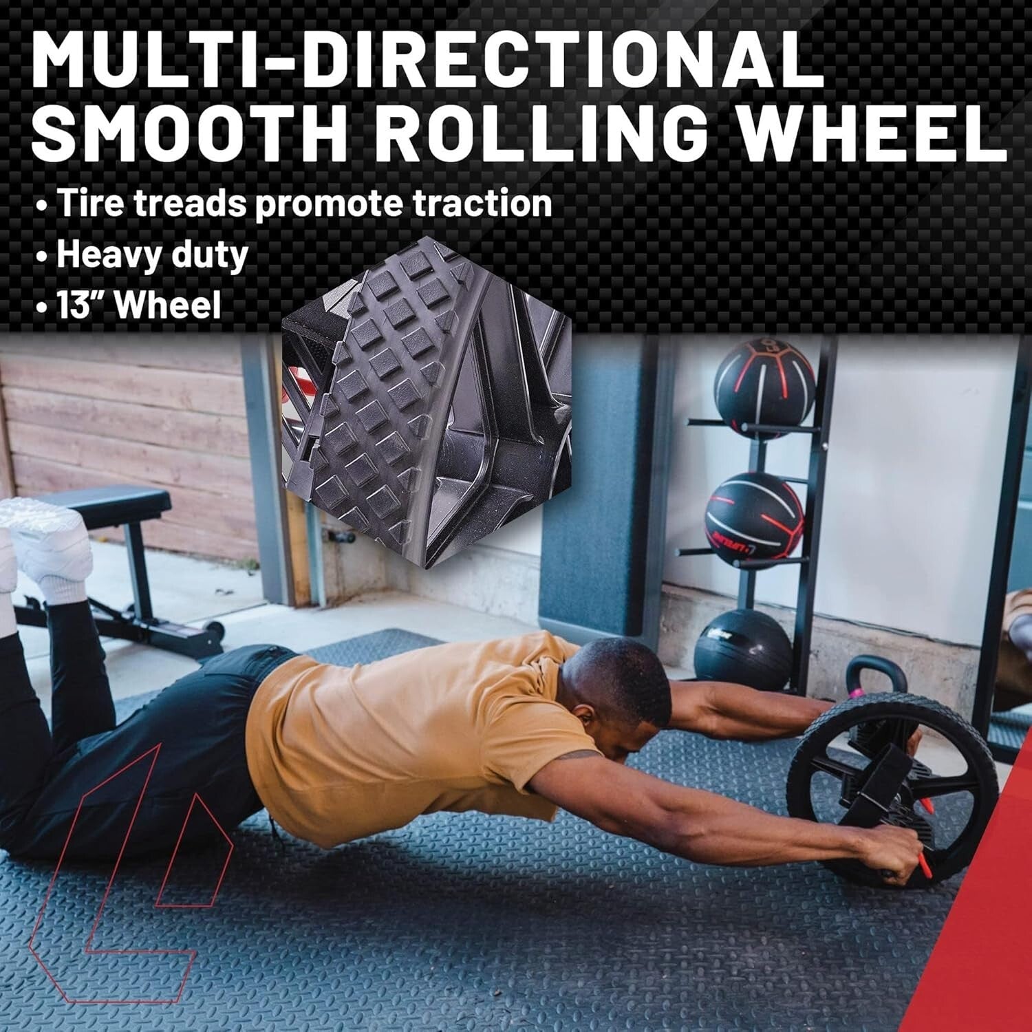Full Body Functional Fitness Power Wheel - Strengthens Abs & All Muscle Groups