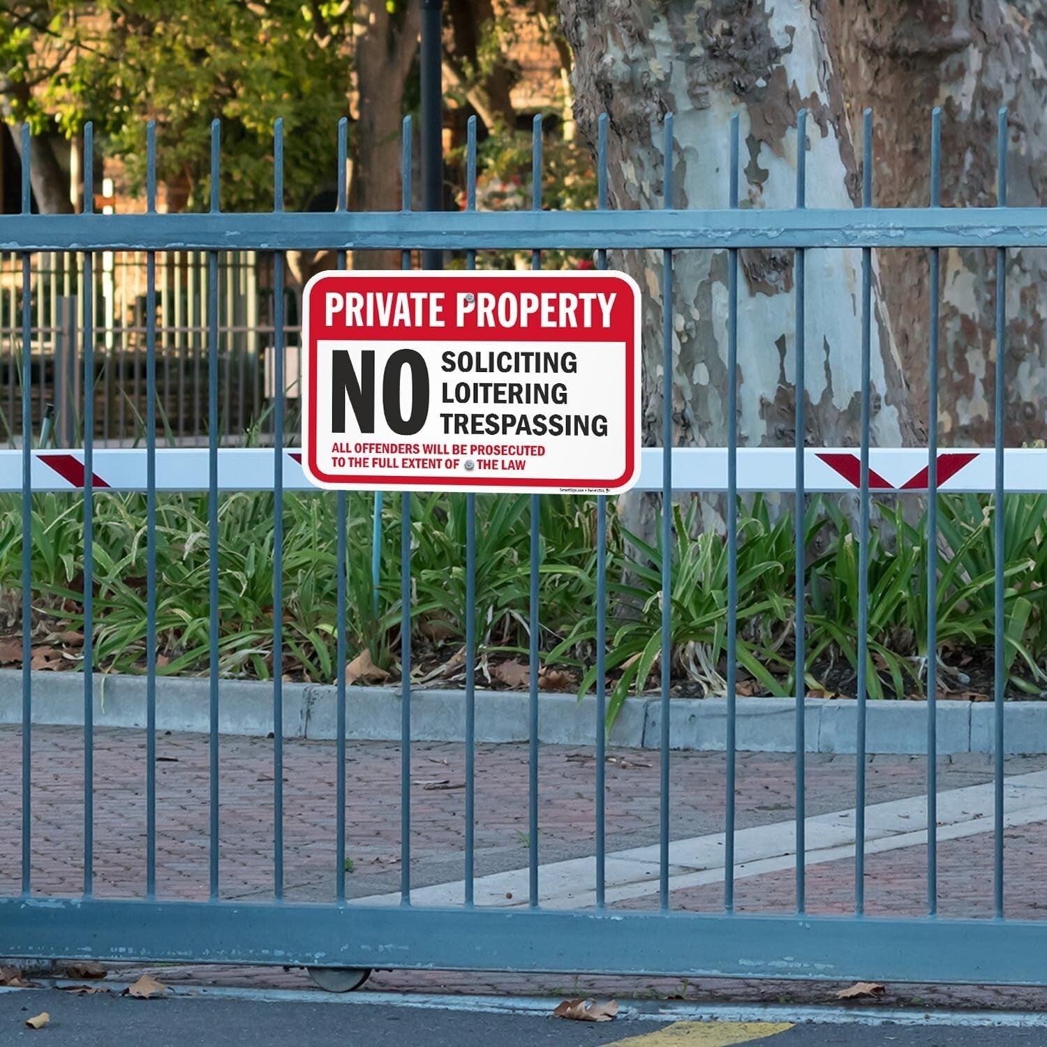 2-Pack Private Property No Soliciting Signs - Durable 12x18" Aluminum Design