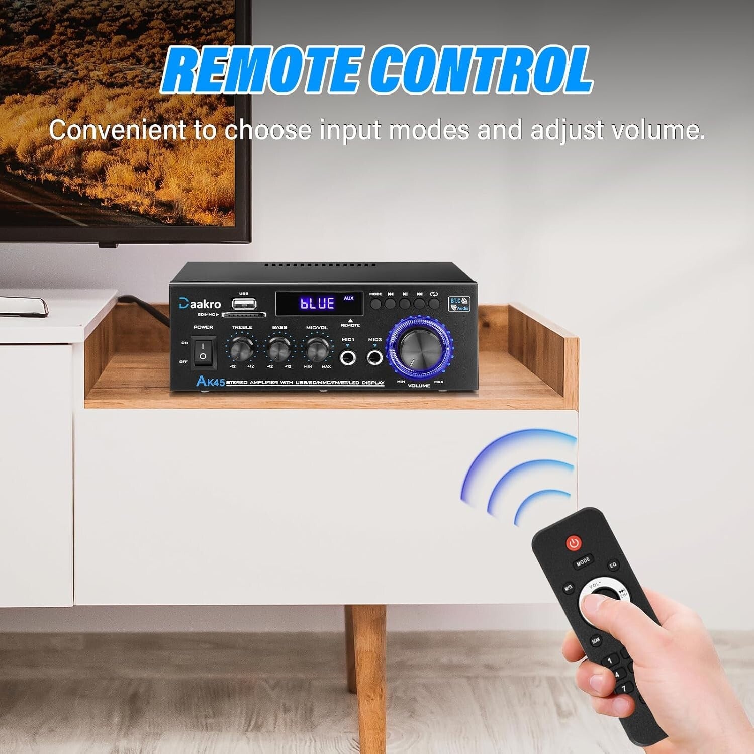 Wireless Home Audio Amplifier, 300W Power with Remote - Perfect for Any Room