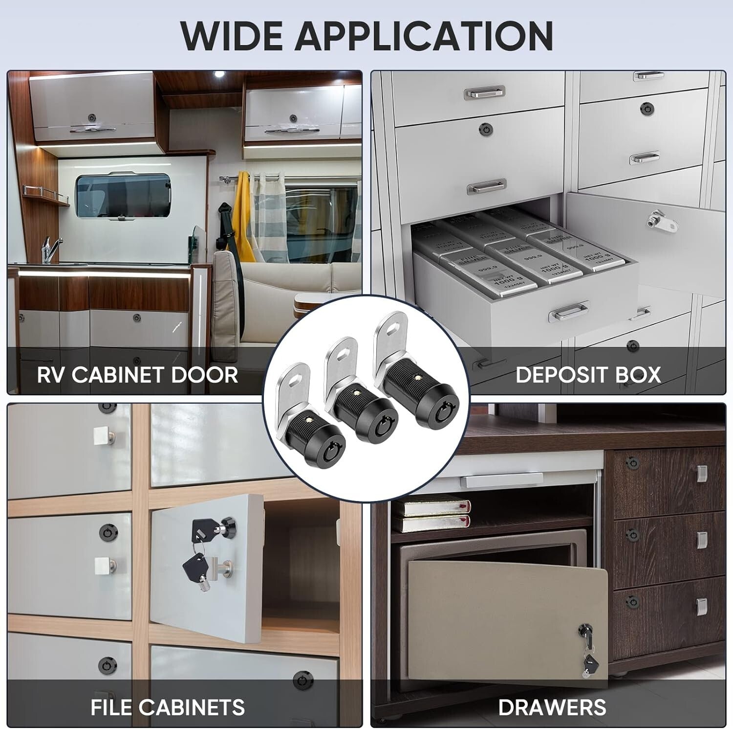 Durable 12 Pack Metal Cabinet Locks - Heavy-Duty Cam Locks with Gift Packaging