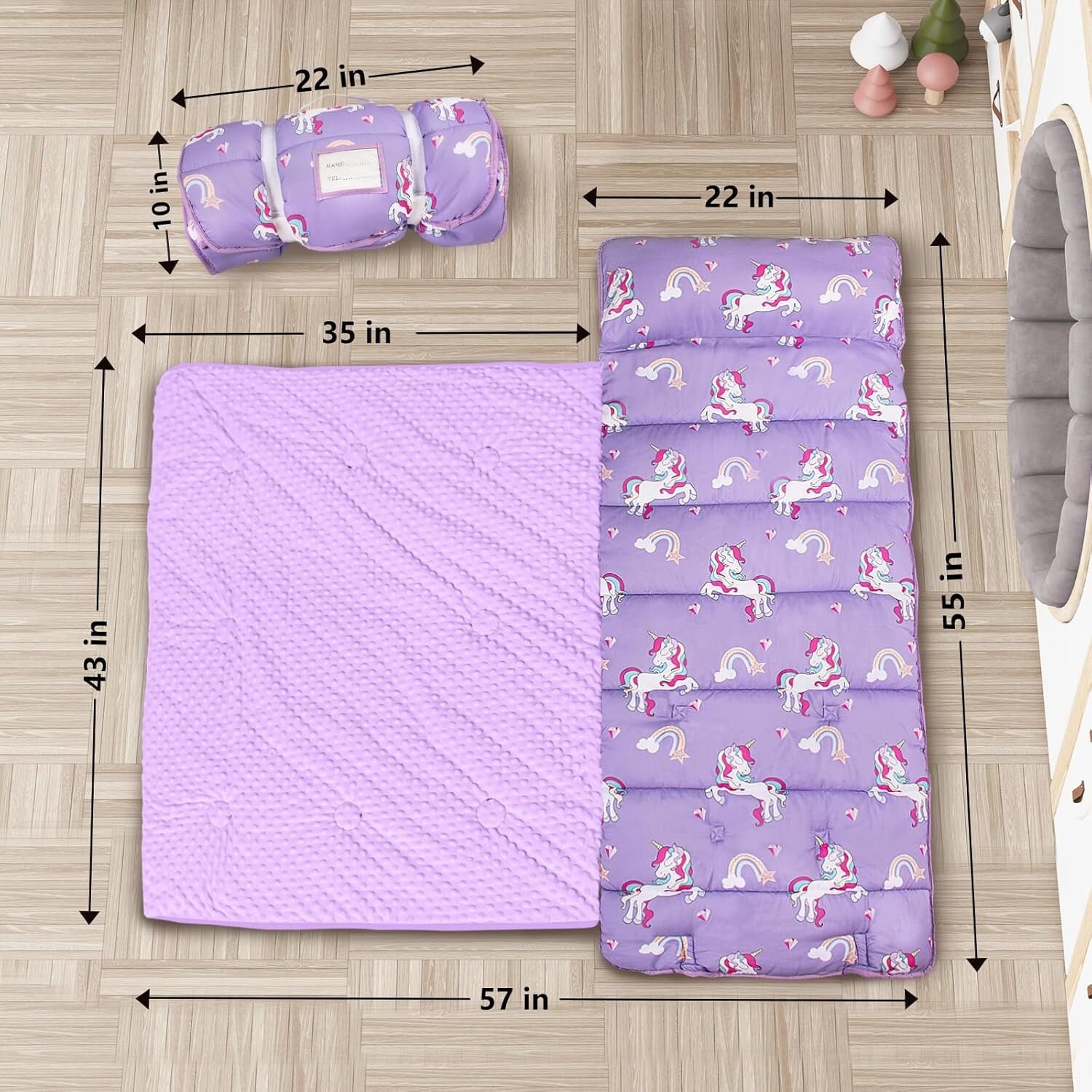 All-in-One Unicorn Sleeping Bag for Kids – Large Nap Mat with Pillow and Blanket