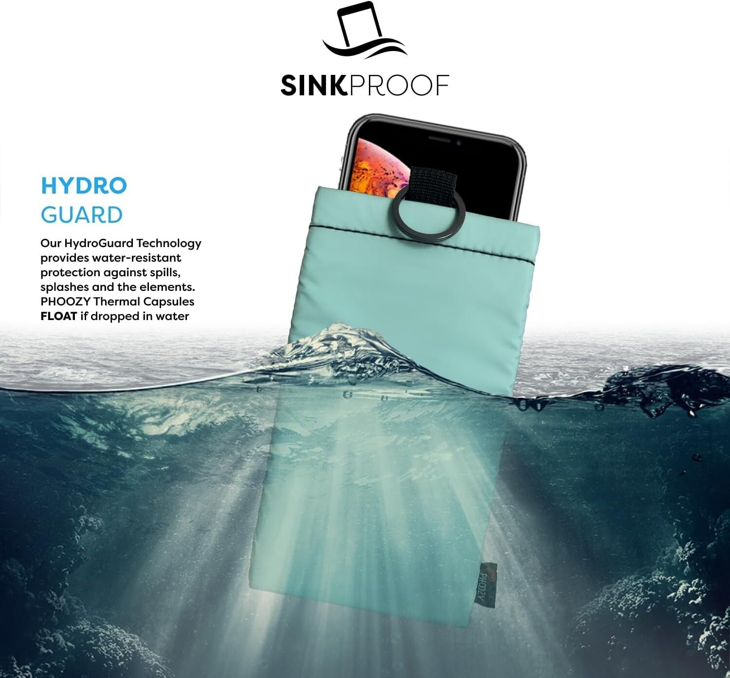 AGION-Lined Phone Pouch with Thermal Protection for iPhone & Samsung - Seafoam
