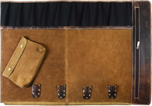 Load image into Gallery viewer, Artisan Crafted Leather Knife Roll with Adjustable Strap &amp; 10 Elastic Pockets
