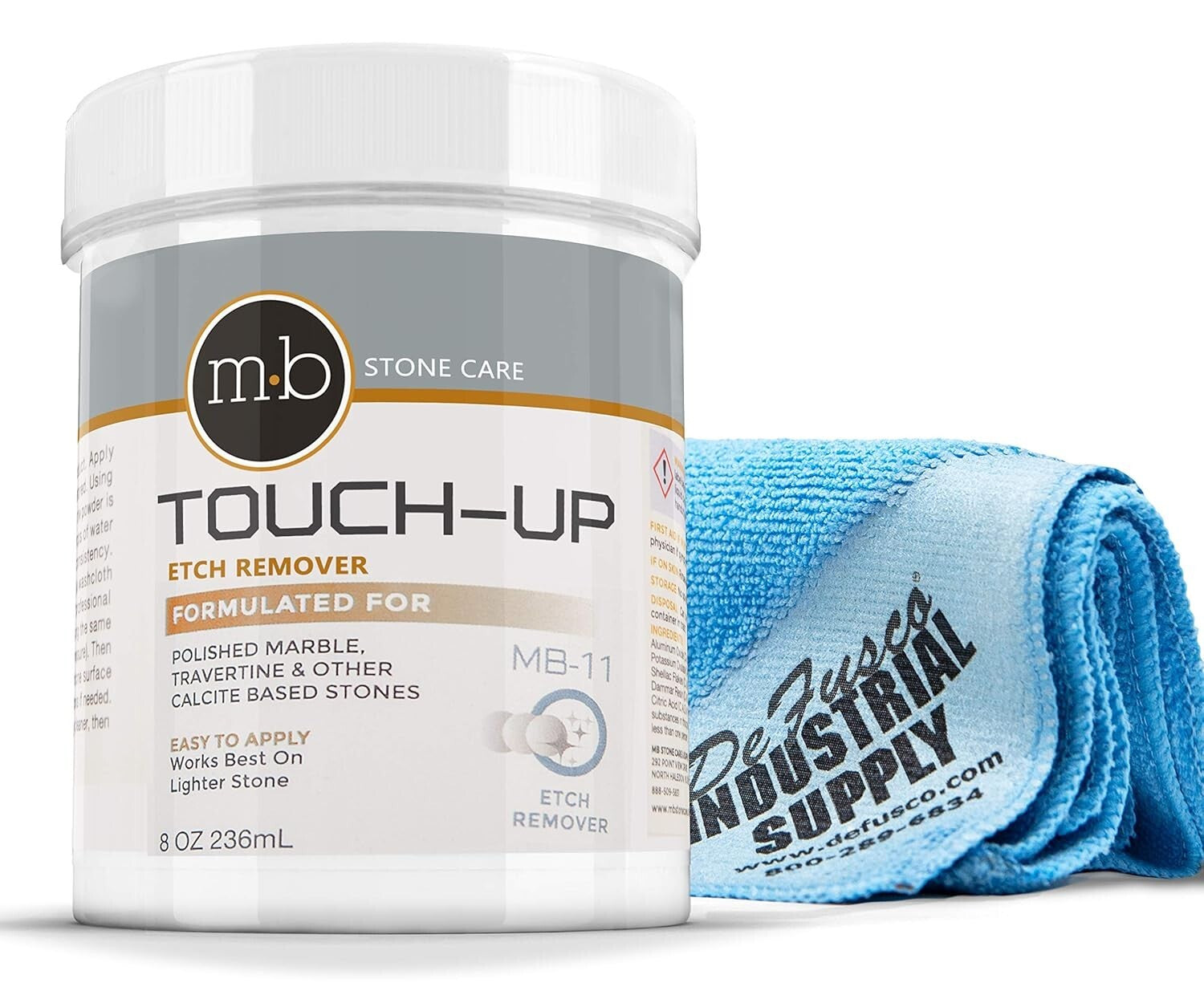 Gentle Marble Polishing Powder - 8oz Kit with Microfiber Cloth for DIY Projects